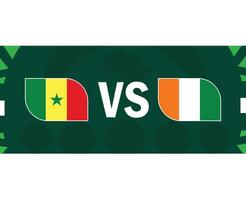 senegal och elfenben kust flagga match afrikansk nationer 2023 emblem lag länder afrikansk fotboll symbol logotyp design vektor illustration