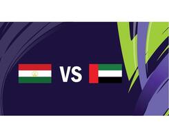Tadschikistan und VAE Spiel Flaggen asiatisch Nationen 2023 Embleme Teams Länder asiatisch Fußball Symbol Logo Design Vektor Illustration