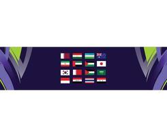 Flaggen Embleme asiatisch Nationen 2023 Teams Länder asiatisch Fußball Symbol Logo Design Vektor Illustration