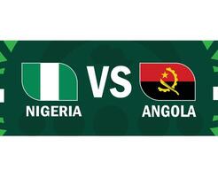 Nigeria und Angola Flaggen Spiel afrikanisch Nationen 2023 Embleme Teams Länder afrikanisch Fußball Symbol Logo Design Vektor Illustration