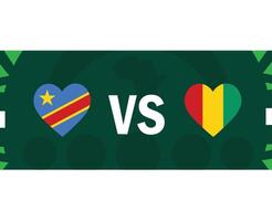 dr kongo och guinea match hjärta flaggor afrikansk nationer 2023 emblem lag länder afrikansk fotboll symbol logotyp design vektor illustration