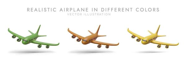 einstellen von realistisch Flugzeuge im anders Farben. Luftfahrt beim Arbeit vektor