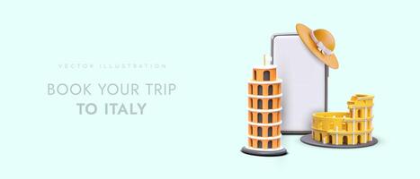 Anwendung zum Buchung Touren zu Italien. wählen optimal Route vektor