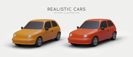 3d realistisk bilar. modern stad transport begrepp. affisch för bil försäljning och uthyrning företag vektor
