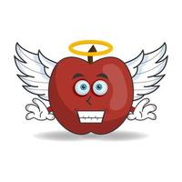 äpple maskot karaktär klädd som en ängel. vektor illustration