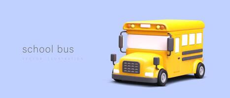 realistisch Gelb Schule Bus. Poster auf lila Hintergrund mit Platz zum Text vektor