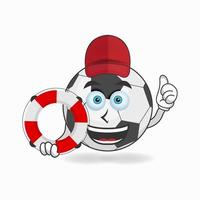 Der Fußball-Maskottchen-Charakter wird zum Rettungsschwimmer. Vektor-Illustration vektor