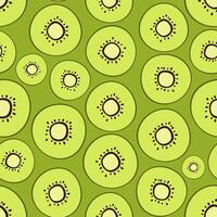 sömlös grön mönster av skära kiwi vektor