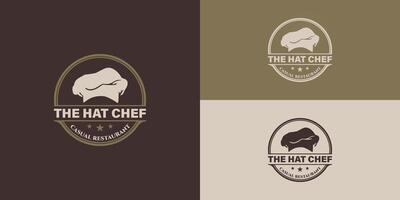 das Hut Koch Symbol zum Restaurant Cafe Bar klassisch Jahrgang Logo Design ist vorgestellt mit mehrere Hintergrund Farben. das Logo ist geeignet zum Essen und Restaurant Logo Design Inspiration Vorlage vektor