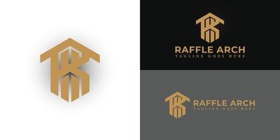 abstrakter anfangsbuchstabe ra oder ar logo in goldfarbe isoliert auf weißem hintergrund angewendet für architekturlogo auch geeignet für marken oder unternehmen mit anfangsnamen ar oder ra. vektor