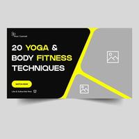 Video Miniaturansicht Banner Design, Fitness und Yoga Ausbildung Tipps Startseite Banner Design, völlig editierbar Vektor eps 10 Datei Format