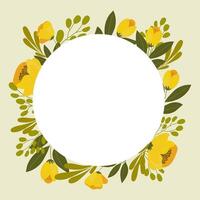 ram av gul vallmo och tulpaner. blommig ram för bröllop, mors dag. illustration, vektor. vektor