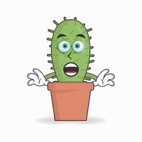 kaktus maskot karaktär med chockade uttryck. vektor illustration