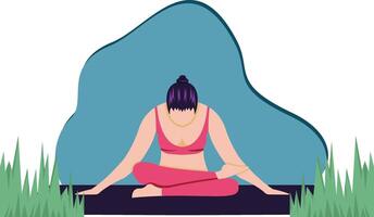 meditation öva yoga färgrik kondition begrepp. vektor illustration