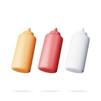 3d uppsättning av tom plast flaskor för snabb mat vektor