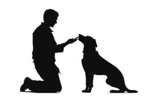 Hund Trainer schwarz Silhouette Vektor isoliert auf ein Weiß Hintergrund