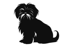 shih tzu hund vektor svart silhuett isolerat på en vit bakgrund