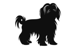 shih tzu hund svart silhuett vektor isolerat på en vit bakgrund