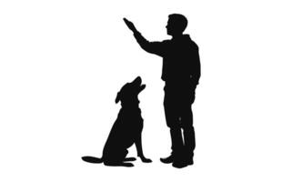 Hund Trainer schwarz Silhouette Vektor isoliert auf ein Weiß Hintergrund