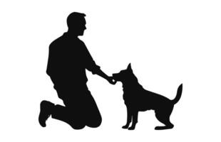 Hund Trainer schwarz Silhouette schwarz Vektor isoliert auf ein Weiß Hintergrund