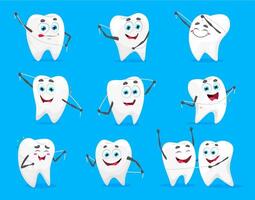 Karikatur Zahn Zeichen mit Dental Zahnseide vektor