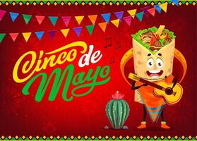 Mexikaner Burrito Mariachi auf cinco de Mayo Banner vektor