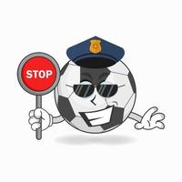 fotbollsbollens maskot karaktär blir en polis. vektor illustration