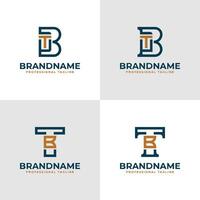 elegant brev bt och tb monogram logotyp, lämplig för företag med bt eller tb initialer vektor