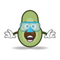 Der Avocado-Maskottchen-Charakter taucht. Vektor-Illustration vektor