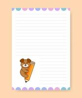 Planerseite und Aufgabenliste mit süßem Hund. Cartoon-Vektor-Illustration. vektor
