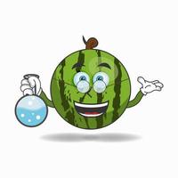 Der Wassermelonen-Maskottchencharakter wird ein Wissenschaftler. Vektor-Illustration vektor