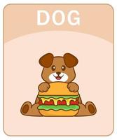 alfabetet flashcard med söt hund seriefigur. vektor