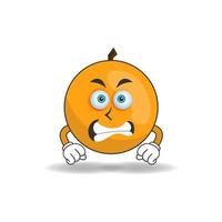 orange maskot karaktär med argt uttryck. vektor illustration