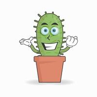 kaktus maskot karaktär med leende uttryck. vektor illustration