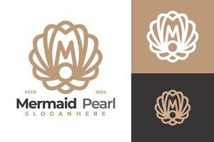 Brief m Blume Perle Logo Design Vektor Vorlage