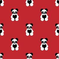 panda björn djur design illustration vektor. röd bakgrund. sömlösa mönster för tapeter, bakgrunder, omslag, pappersklipp, klistermärken och tryck på tyg. vektor