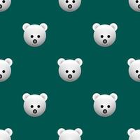 vektor illustration av vit björn djur ansikte design. grön bakgrund. sömlösa mönster för tapeter, bakgrunder, omslag, pappersklipp, klistermärken och tryck på tyg.