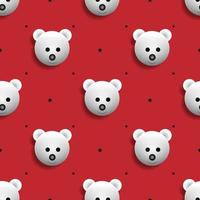 Vektorillustration des weißen Bärentiergesichtsdesigns. roter Hintergrund. nahtlose Musterdesigns für Tapeten, Kulissen, Cover, Scherenschnitt, Aufkleber und Drucke auf Stoff. vektor