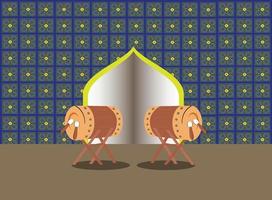 platt illustration av moské och trumma design för islamiska helgdagar firande. vektor