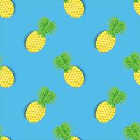 nahtloses Muster des grün-gelben Ananas-Designs, auf blauem Hintergrund. Designs für Tapeten, Cover, Hintergründe und fertig zum Drucken auf Stoff. Vektor-Illustration vektor