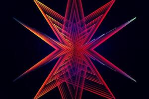 abstrakt geometrisch Design mit Rot, Blau und Gelb Linien, abstrakt Hintergrund Hintergrund Star gestalten Photon Kunst Hintergrund, Star Kaleidoskop Kunst Kaleidoskop Muster lebendig geometrisch Phantasie Chaos, vektor