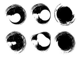 einstellen von schwarz und Weiß Spritzer, einstellen von schwarz und Weiß Bürste Schlaganfall runden Kreis, einstellen von schwarz und Weiß Flecken, einstellen von schwarz und Weiß Vektor kritzeln runden Kreis Symbole Rahmen Bürste Schlaganfall Vektor