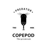 årgång retro hipster copepod logotyp vektor översikt silhuett konst ikon