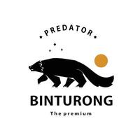 Jahrgang retro Hipster Binturong Logo Vektor Gliederung Silhouette Kunst Symbol