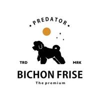 årgång retro hipster bichon frysa logotyp vektor översikt silhuett konst ikon