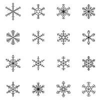 uppsättning av 16 olika siluett geometri snöflingor vektor