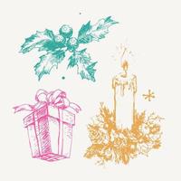 neue jahr und weihnachten set skizze illustration vektor