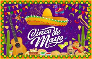 mexikansk cinco de mayo Semester baner med sombrero vektor