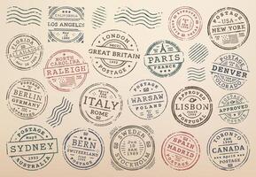 Porto und Post- Briefumschlag oder Reisepass Briefmarken vektor