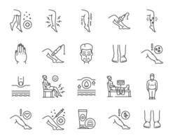 Ödem Symbole, geschwollen Beine, Körper Teile und Venen vektor